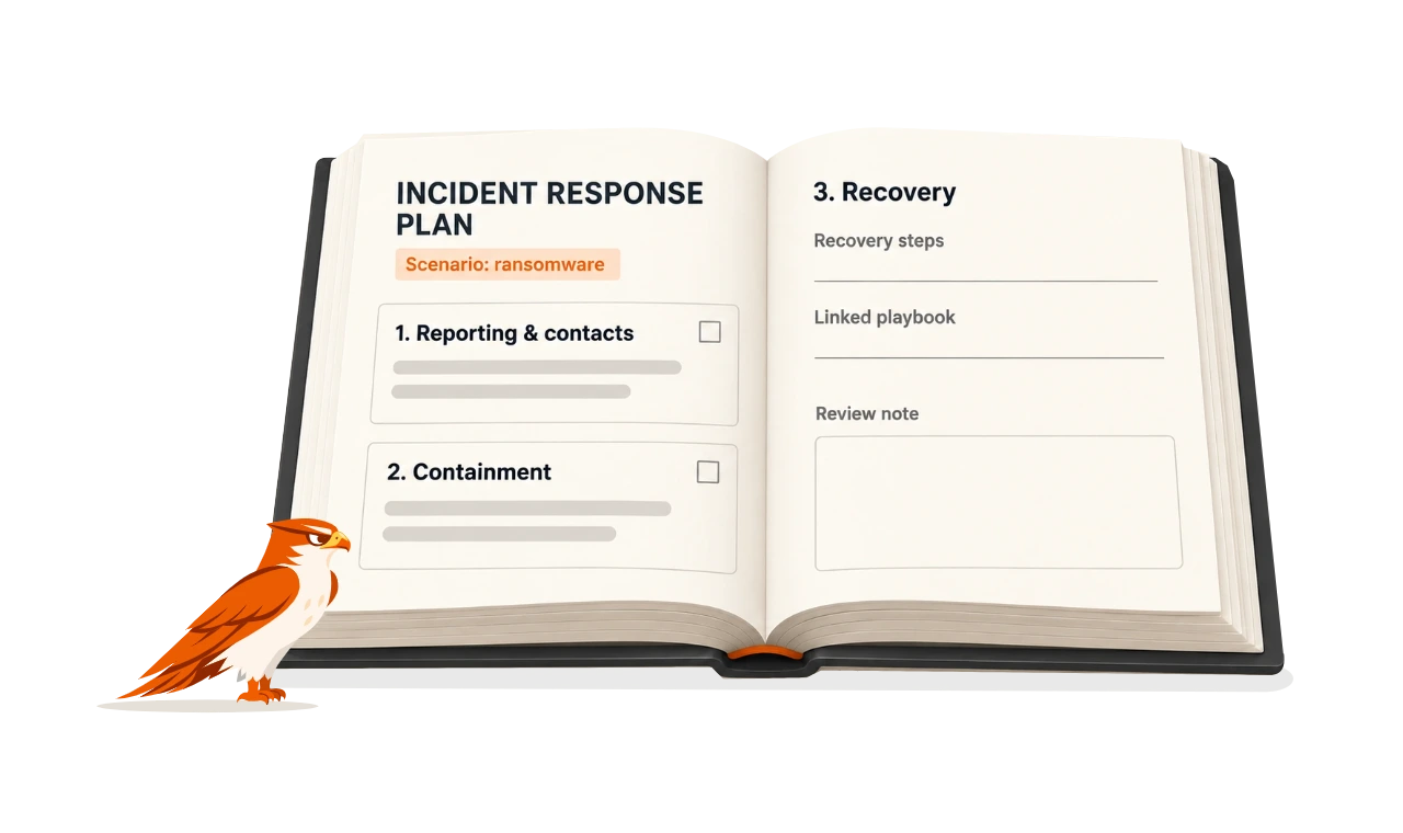 The eagle reviews an incident response plan and fills a gap in its recovery guidance.